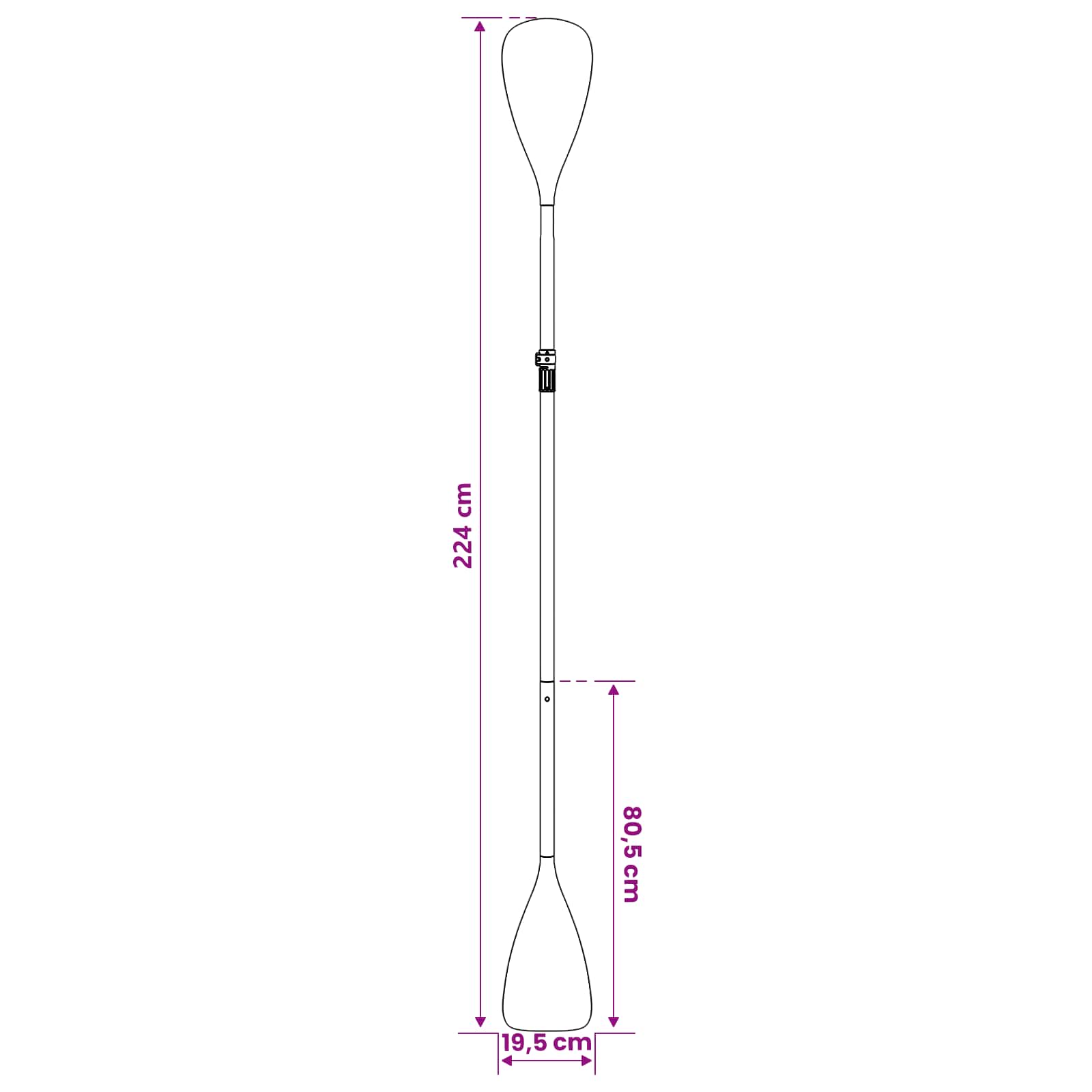 2 in 1 baidarė ir SUP irklas 203 x 19,5 cm Juoda