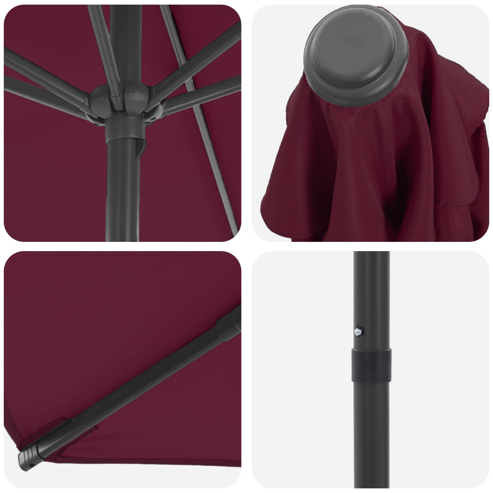 Sodo skėtis 270 x 270 cm Poliesteris Stačiakampio Bordo raudona