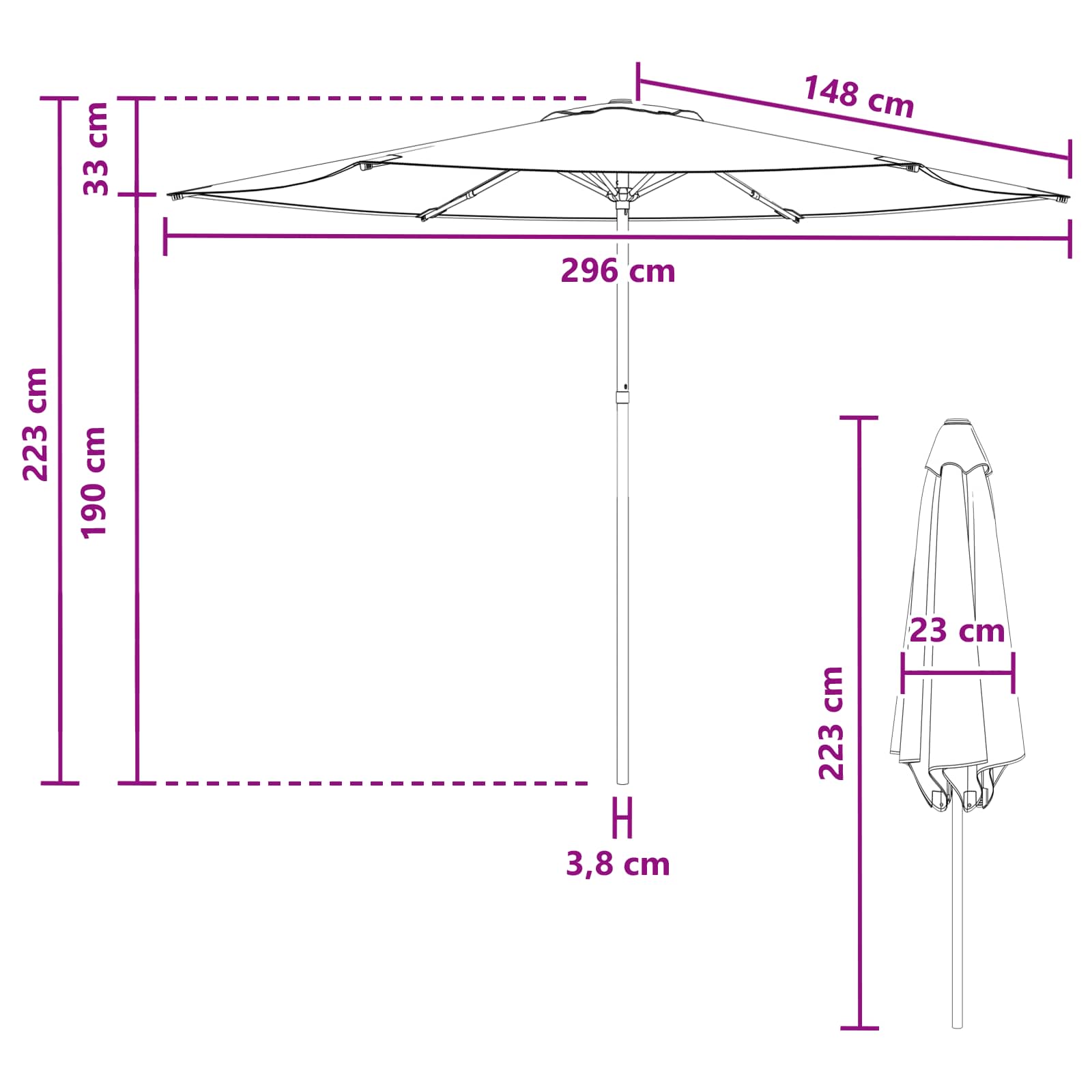 Sodo skėtis 300 x 300 cm Poliesteris Stačiakampio