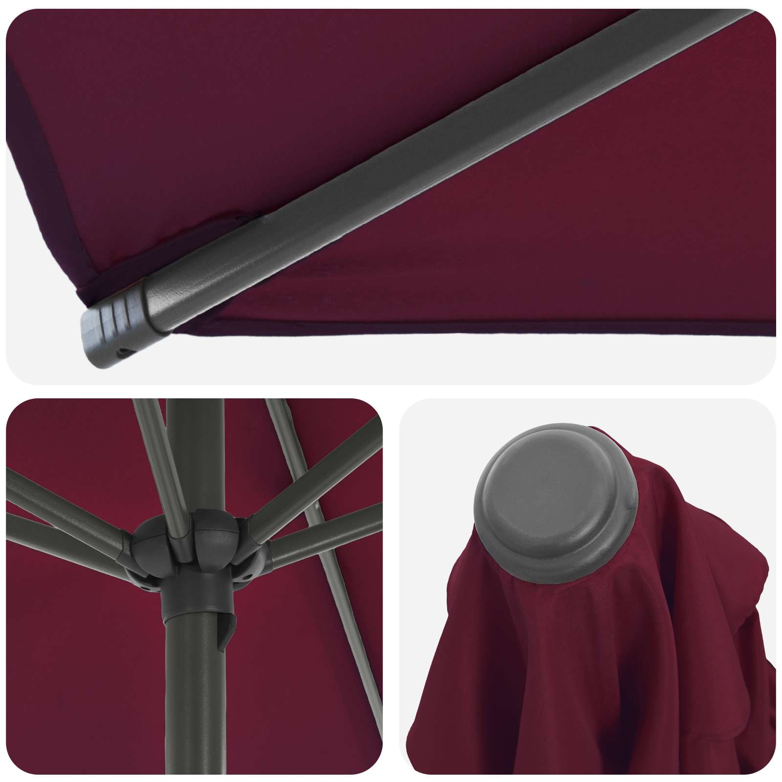 Sodo skėtis 270 x 270 cm Poliesteris Stačiakampio Bordo raudona