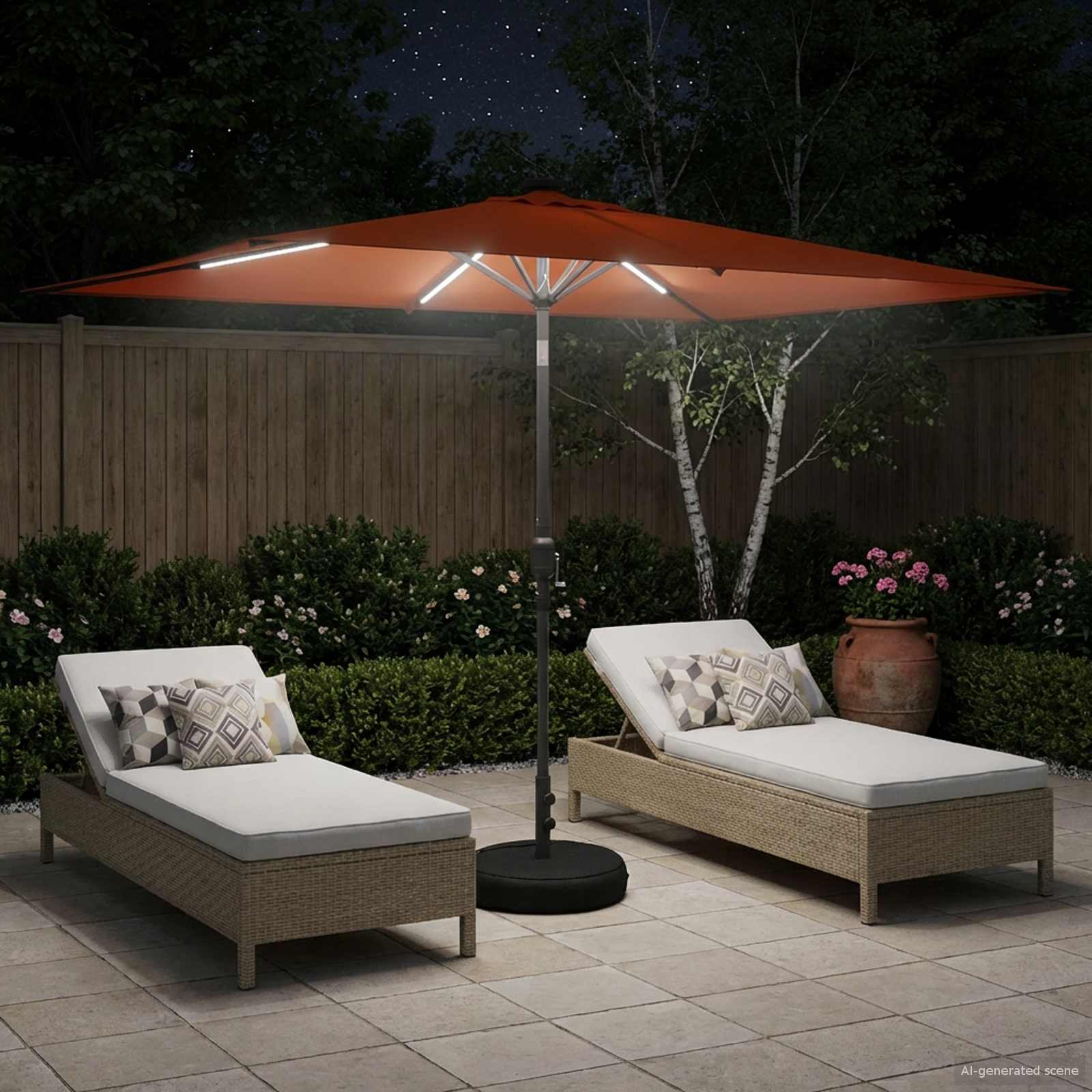 Sodas skėtis su LED šviestuvais 200 x 300 cm Poliesteris