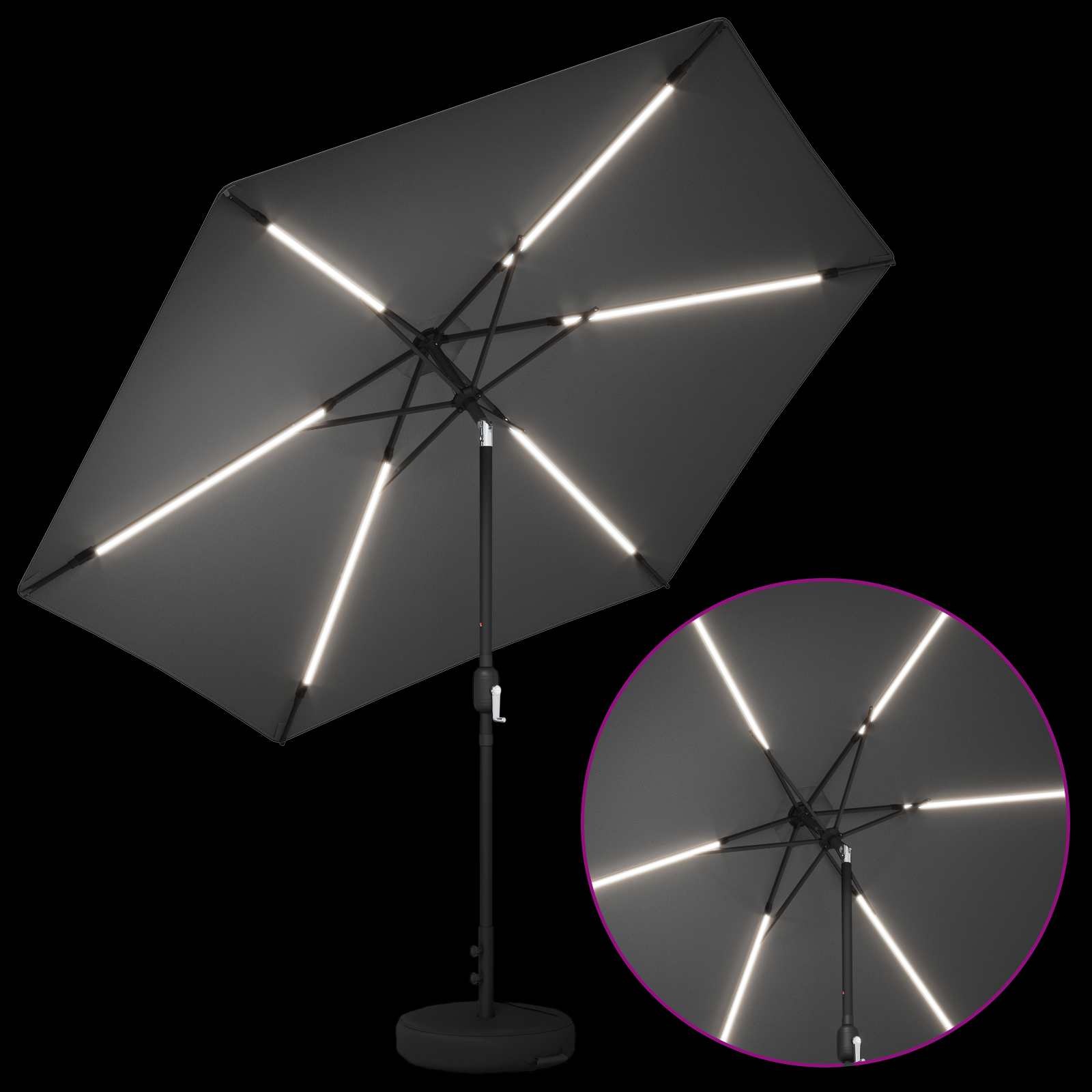 Sodas skėtis su LED šviestuvais 300 x 300 cm Poliesteris