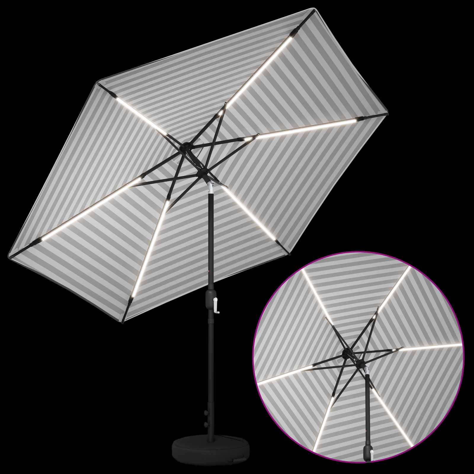 Sodas skėtis su LED šviestuvais 300 x 300 cm Poliesteris