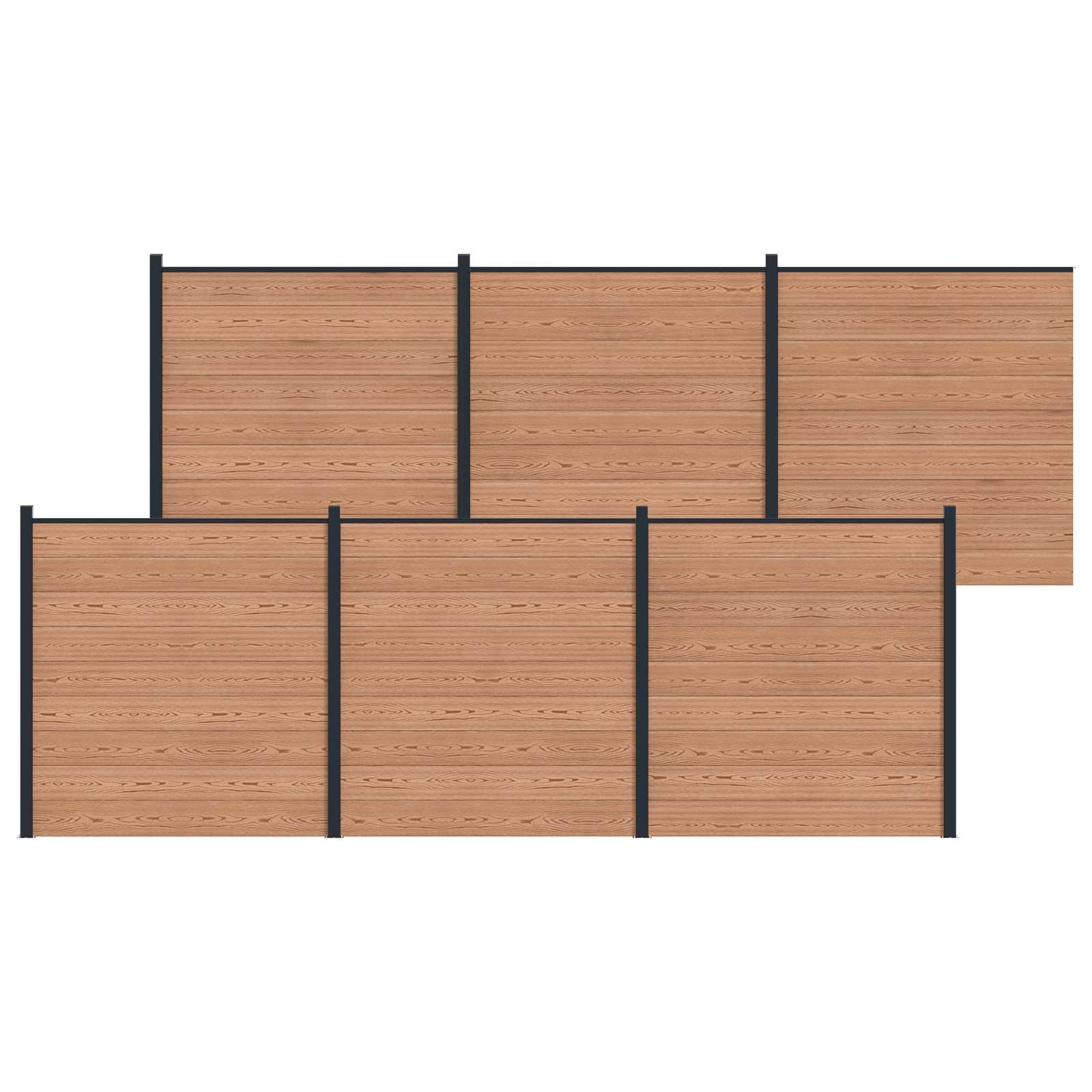 Tvoros plokštė 6 pcs WPC ir aliuminis Ruda