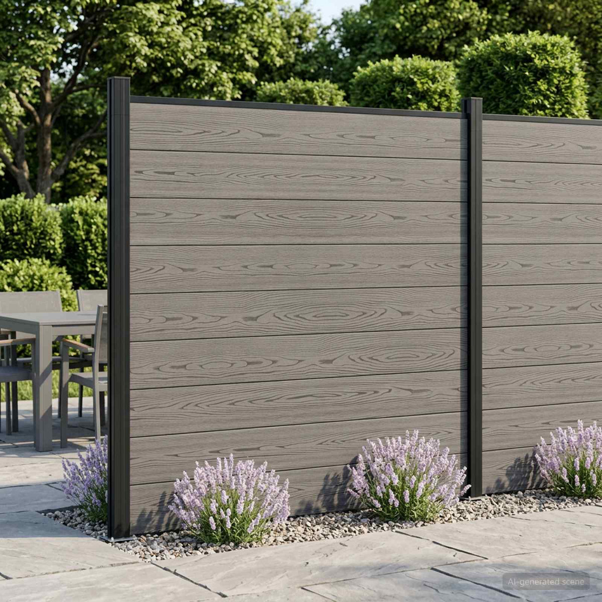 Tvoros rinkinys 526 x 186 cm WPC ir aliuminis Pilka