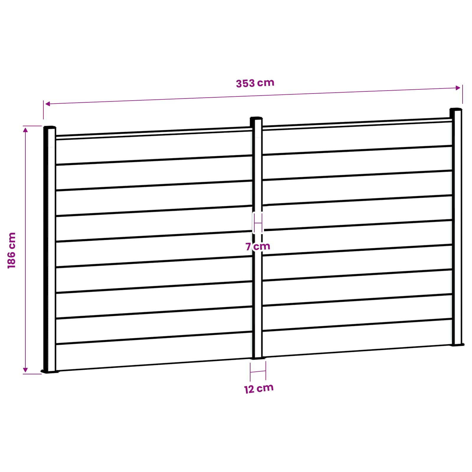 Tvoros rinkinys 353 x 186 cm WPC ir aliuminis Pilka