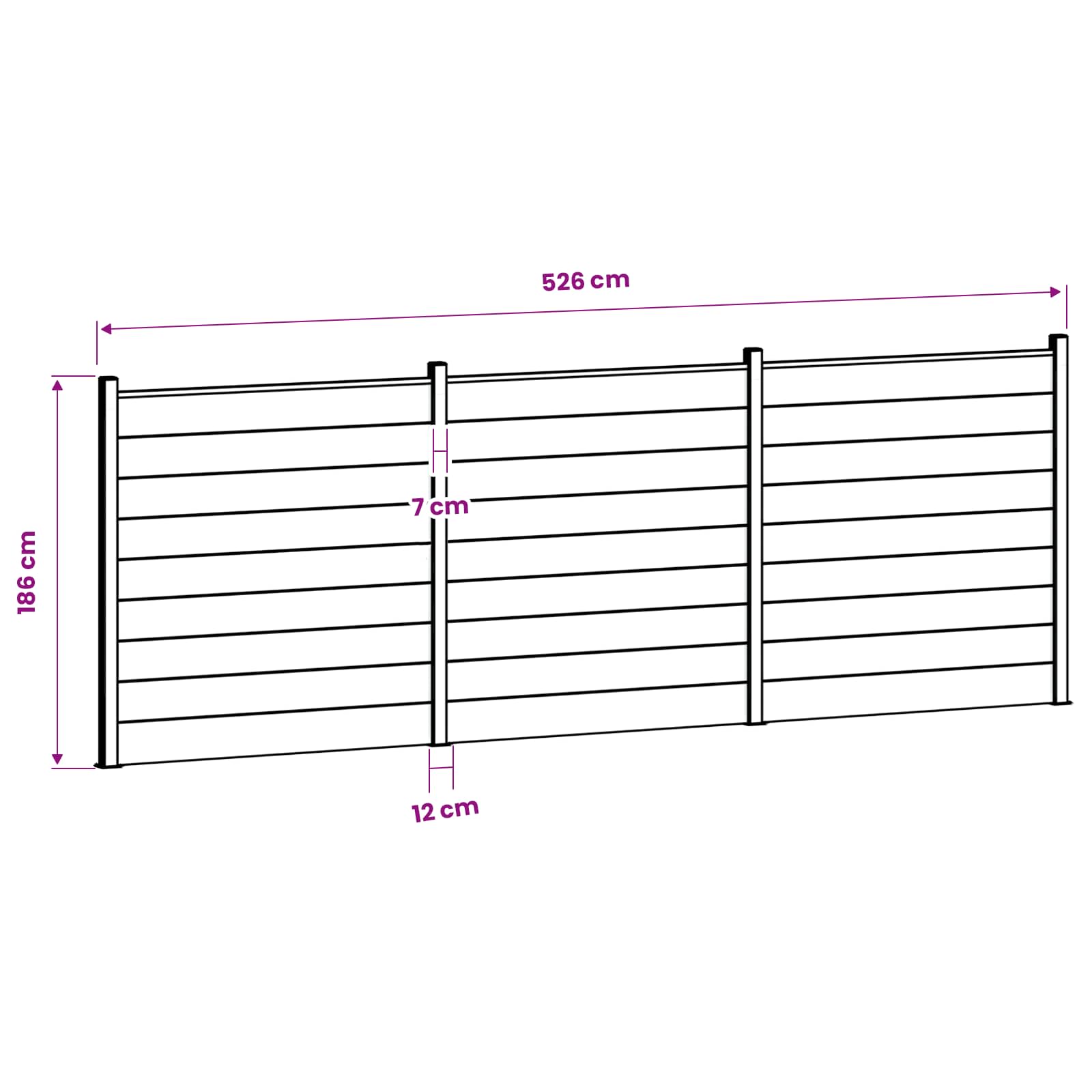 Tvoros rinkinys 526 x 186 cm WPC ir aliuminis Pilka