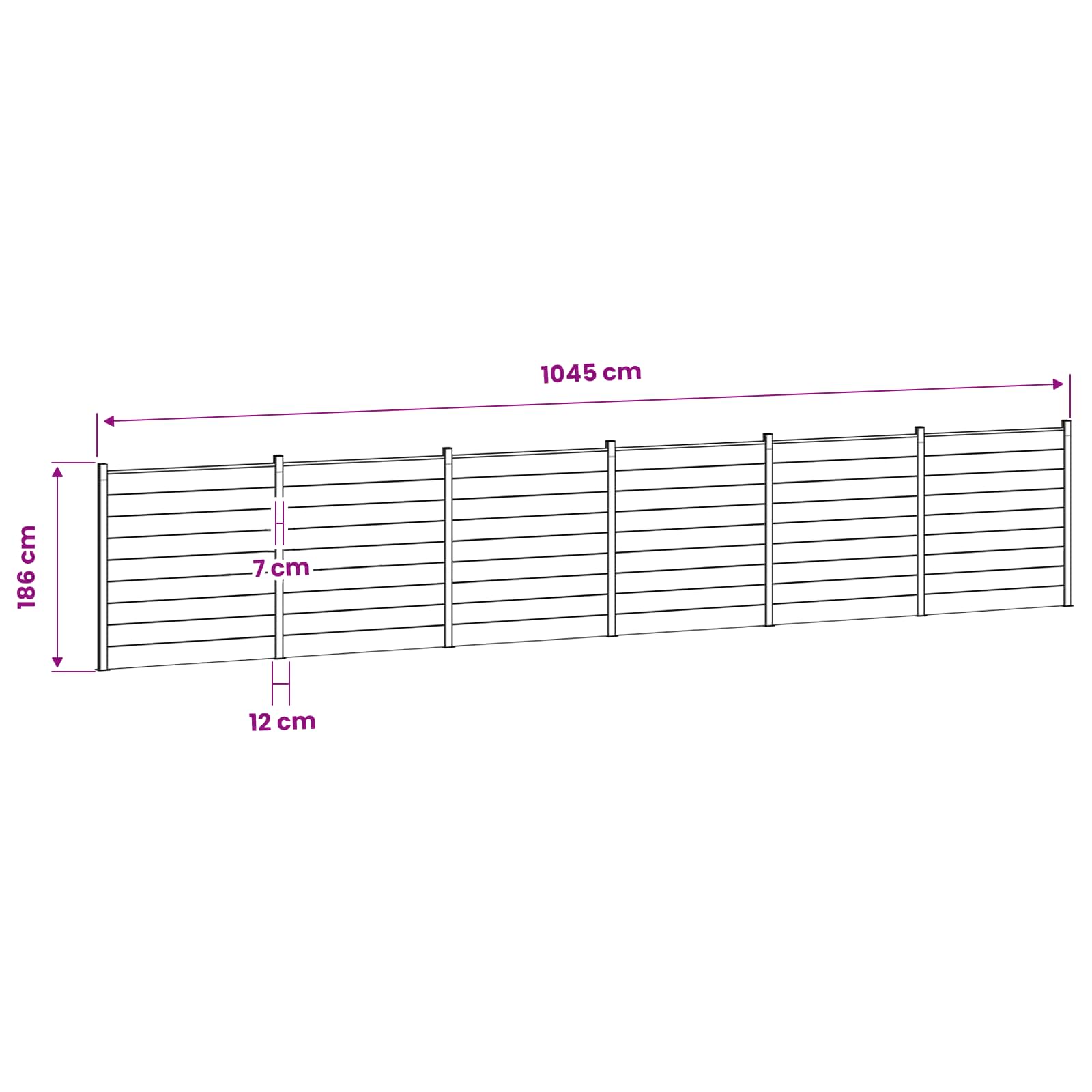 Tvoros rinkinys 1045 x 186 cm WPC ir aliuminis Pilka