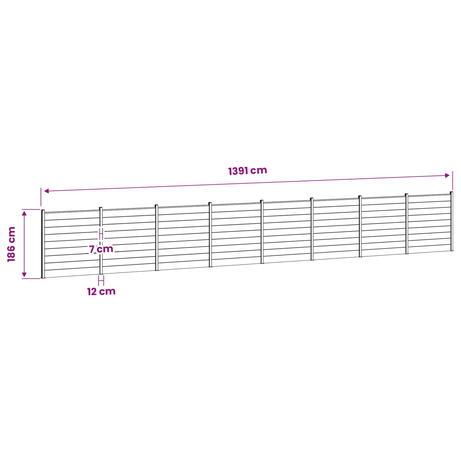 Tvoros rinkinys 1391 x 186 cm WPC ir aliuminis Pilka