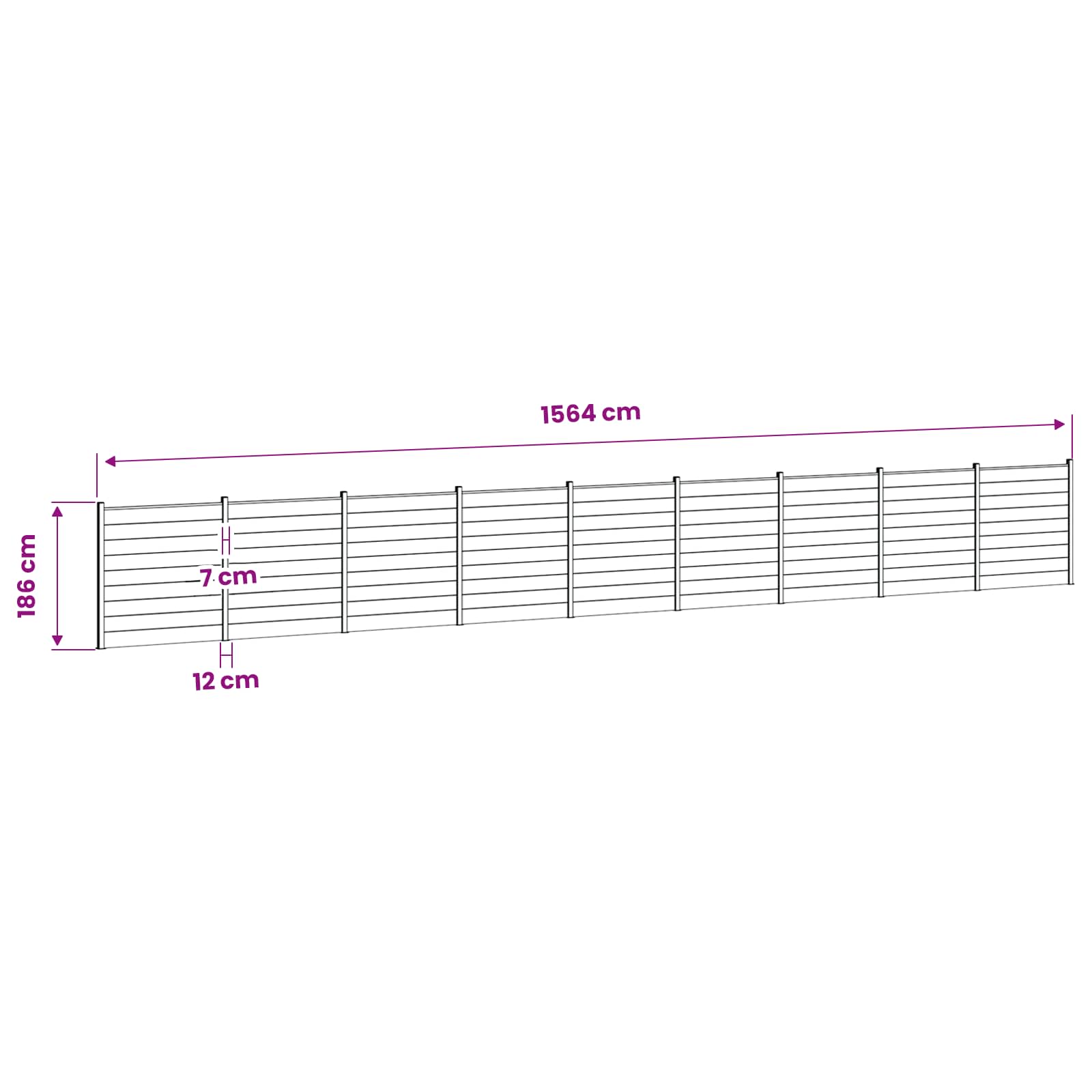 Tvoros rinkinys 1564 x 186 cm WPC ir aliuminis Pilka