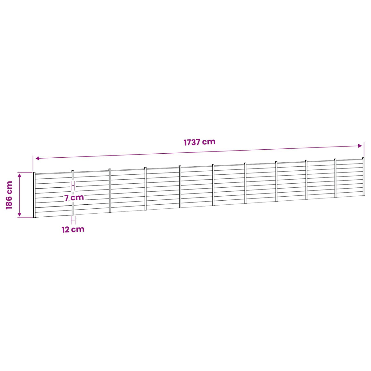 Tvoros rinkinys 1737 x 186 cm WPC ir aliuminis Pilka