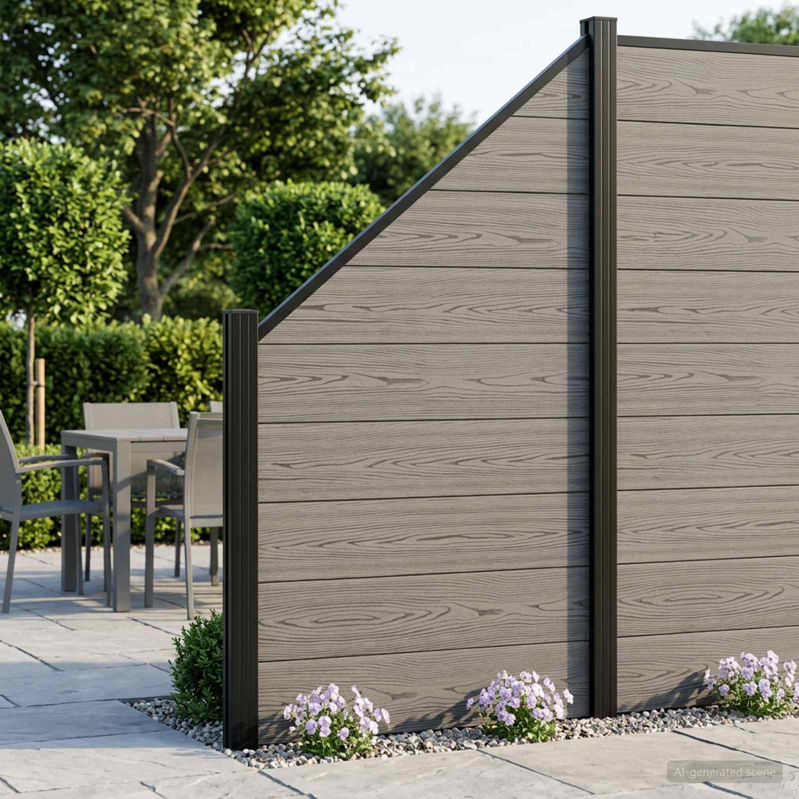 Tvoros rinkinys 1311 x 186 cm WPC ir aliuminis Pilka