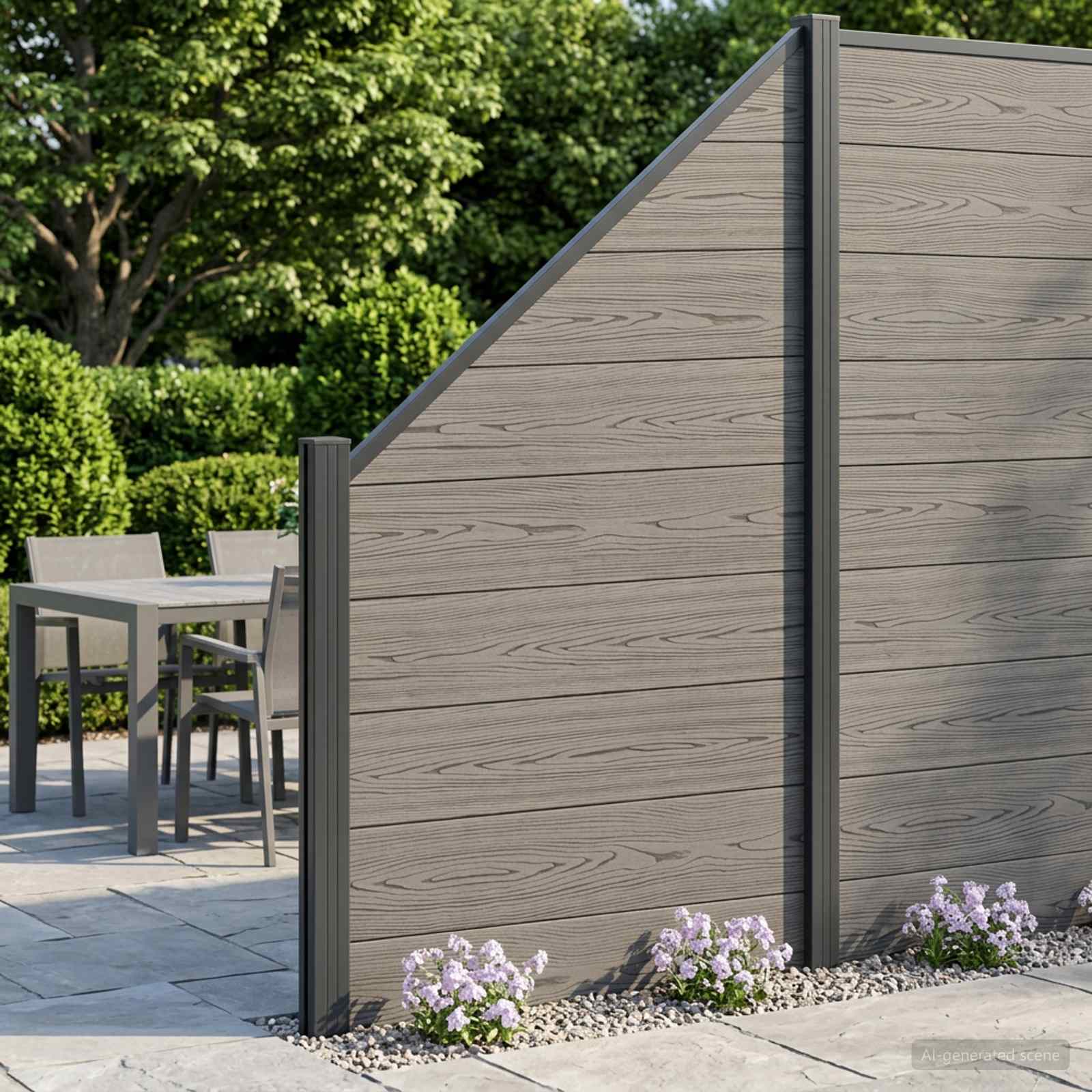 Tvoros plokštė 10 pcs WPC ir aliuminis Pilka