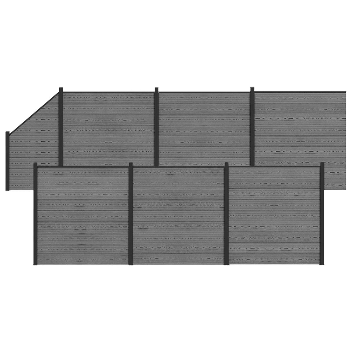 Tvoros rinkinys 1138 x 186 cm WPC ir aliuminis Pilka