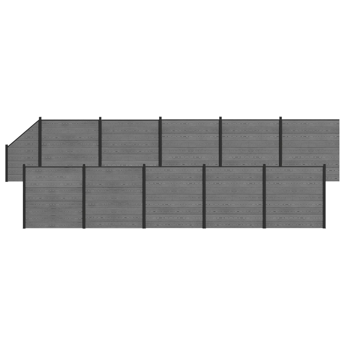 Tvoros rinkinys 1830 x 186 cm WPC ir aliuminis Pilka