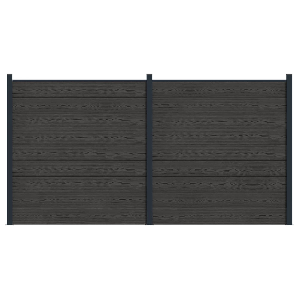 Tvoros plokštė 2 pcs WPC ir aliuminis Juoda
