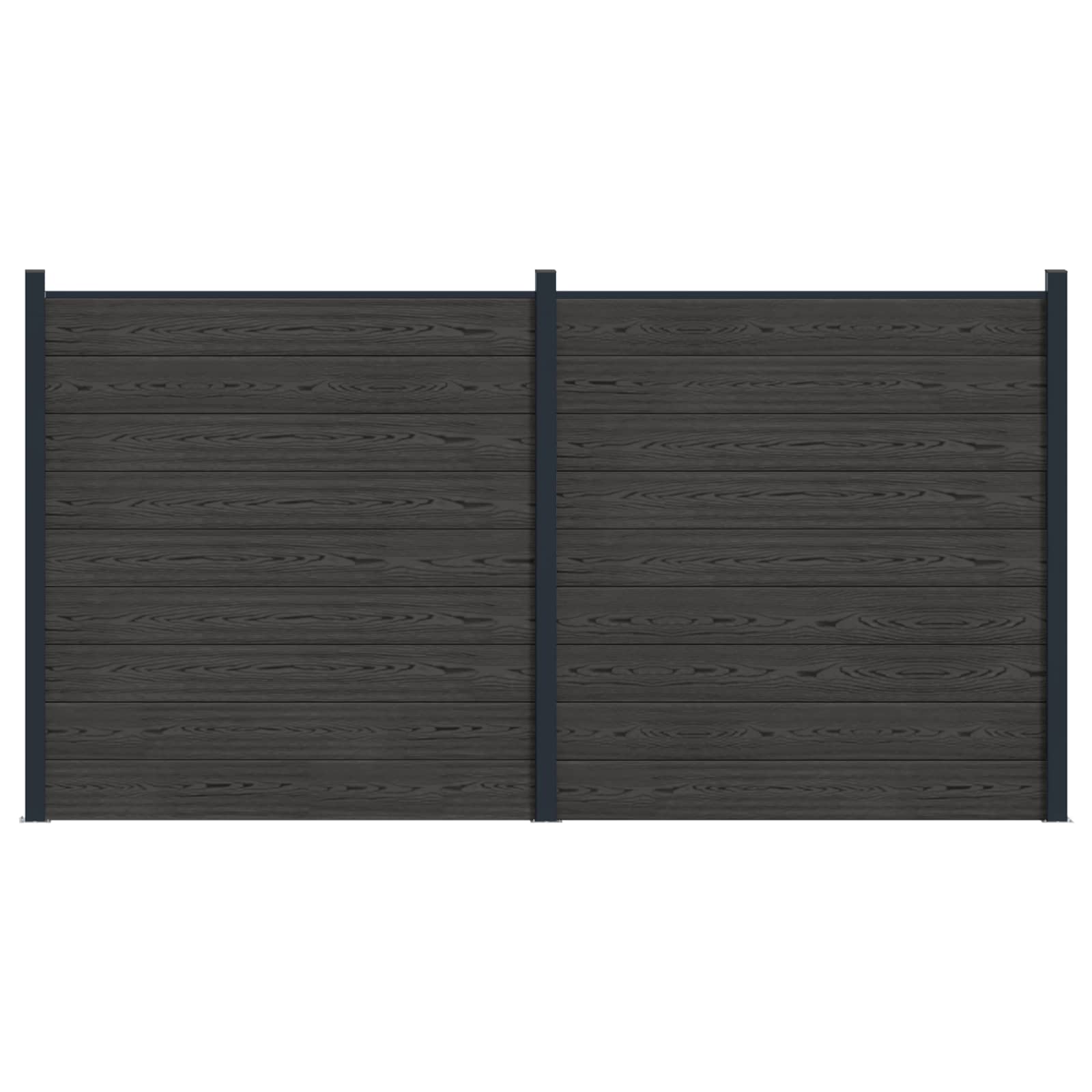 Tvoros plokštė 2 pcs WPC ir aliuminis Juoda