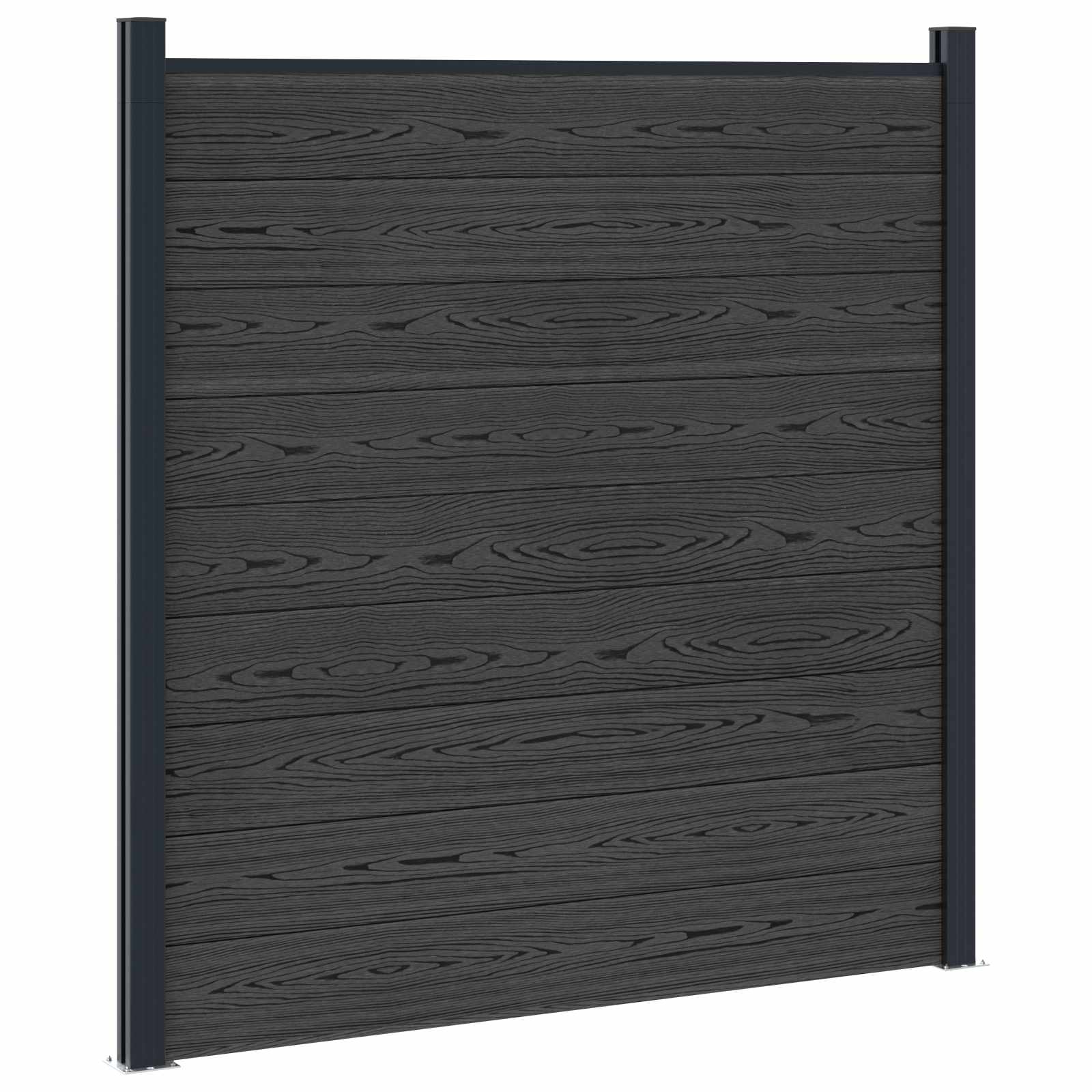 Tvoros plokštė 2 pcs WPC ir aliuminis Juoda