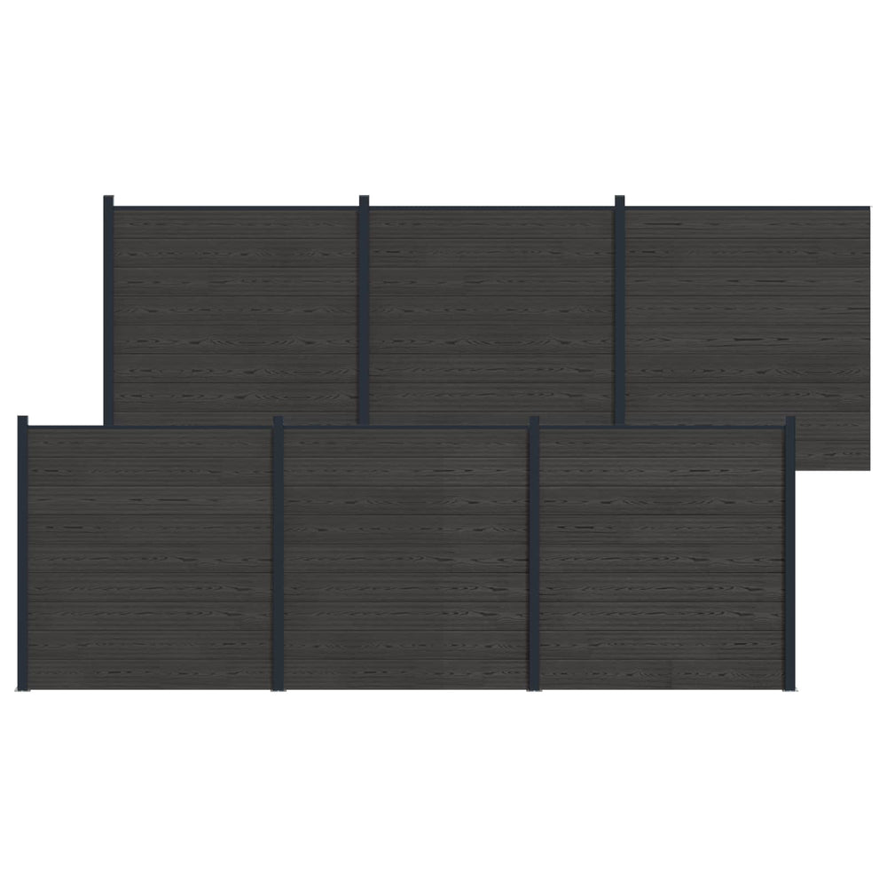 Tvoros plokštė 6 pcs WPC ir aliuminis Juoda