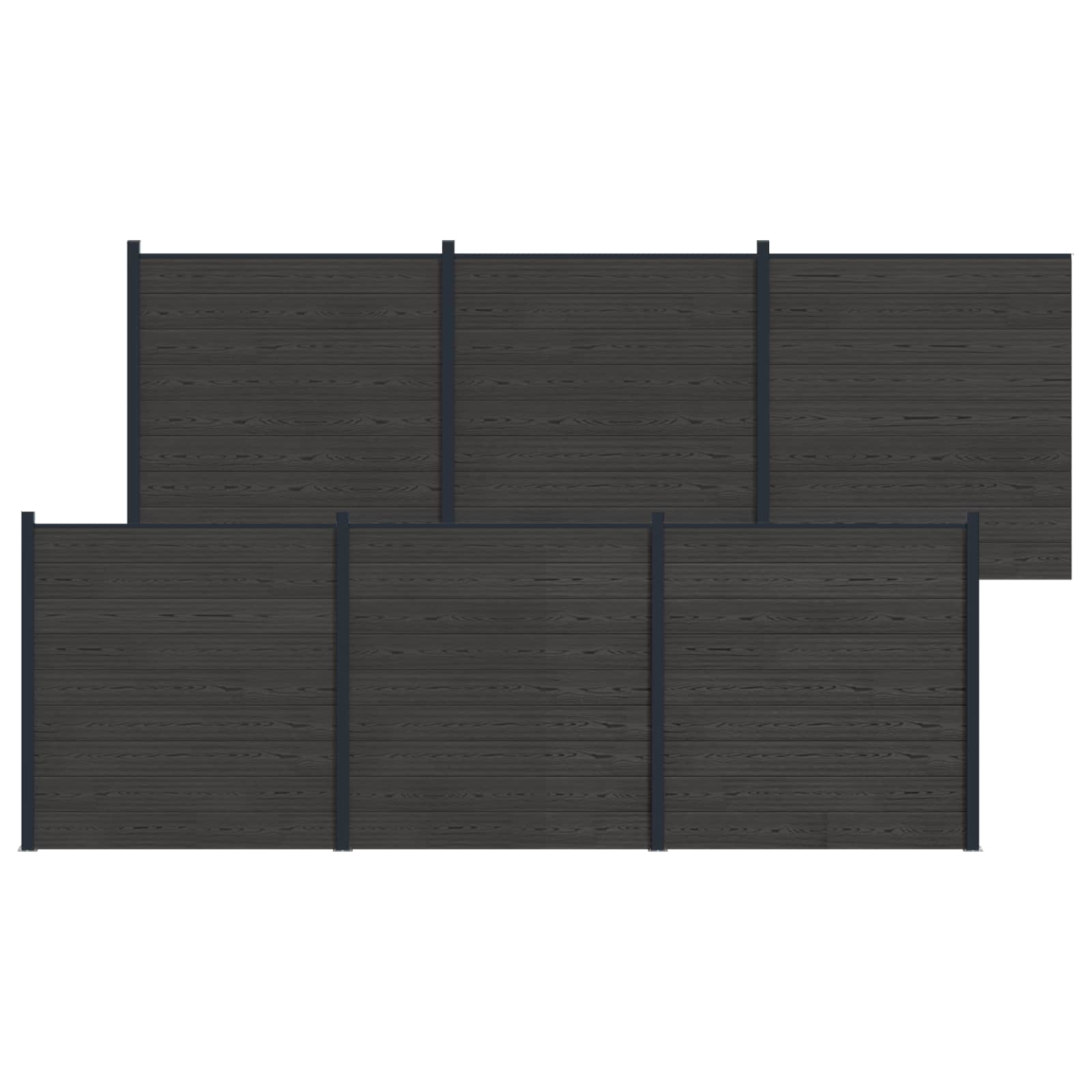Tvoros plokštė 6 pcs WPC ir aliuminis Juoda