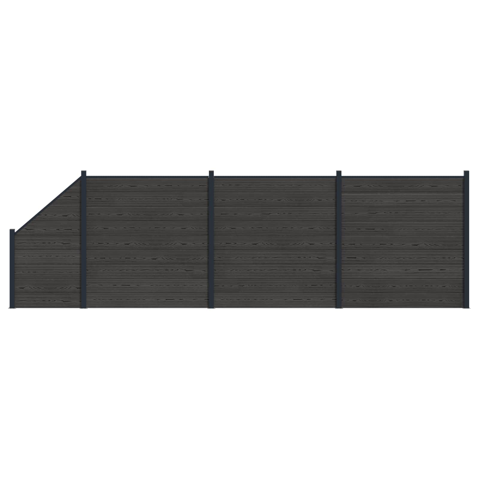 Tvoros plokštė 4 pcs WPC ir aliuminis Juoda
