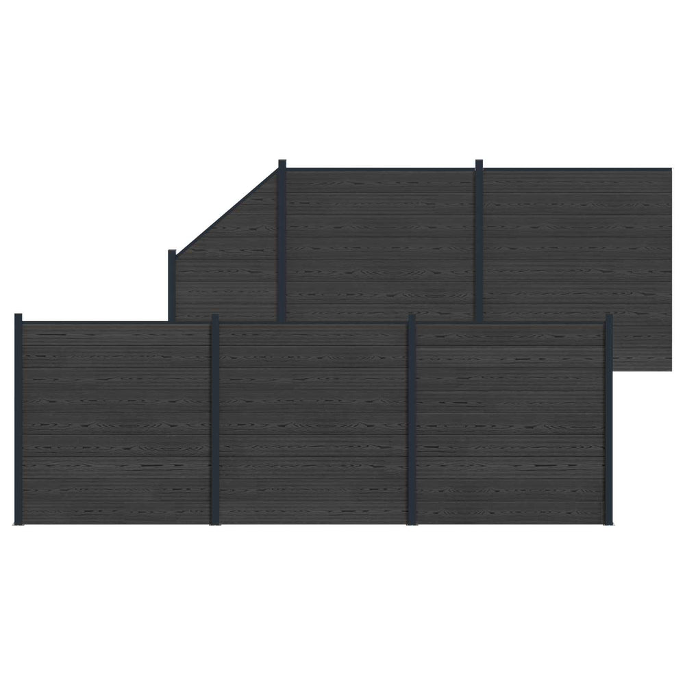 Tvoros plokštė 6 pcs WPC ir aliuminis Juoda