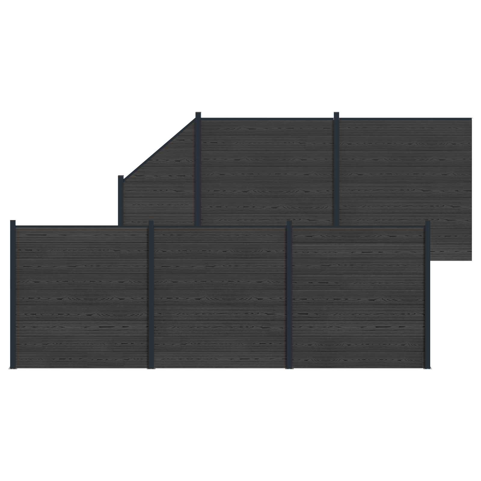 Tvoros plokštė 6 pcs WPC ir aliuminis Juoda
