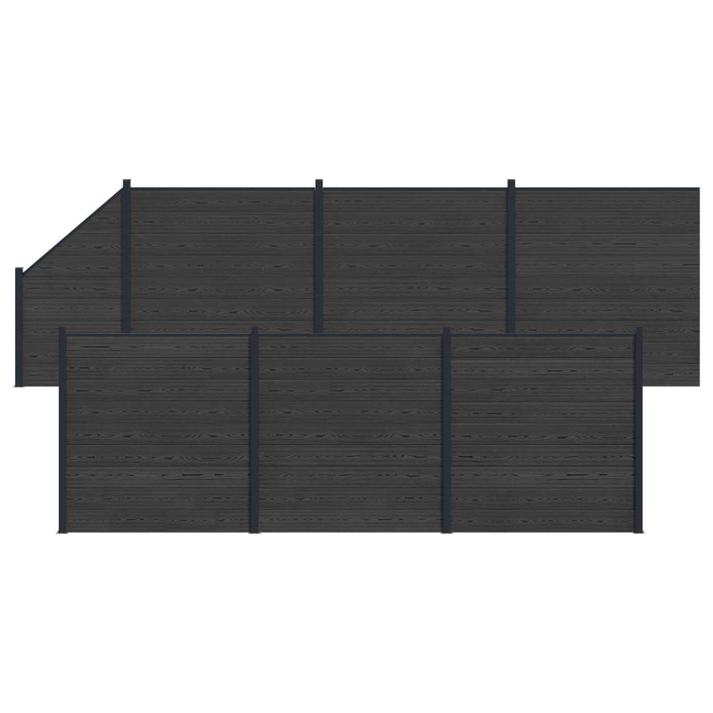Tvoros plokštė 7 pcs WPC ir aliuminis Juoda