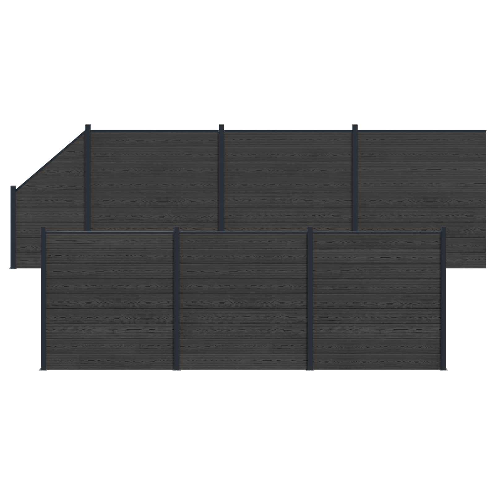 Tvoros plokštė 7 pcs WPC ir aliuminis Juoda