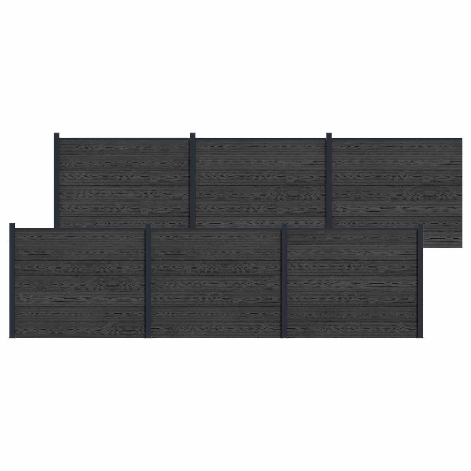 Tvoros plokštė 6 pcs WPC ir aliuminis Juoda