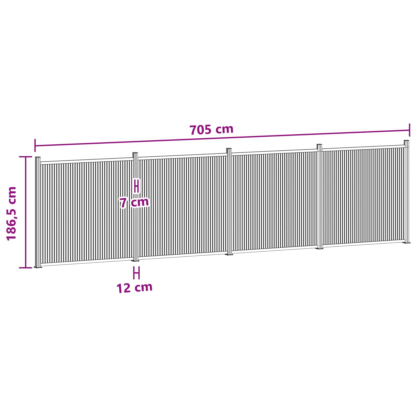 Tvoros plokštė 4 pcs WPC ir aliuminis Juoda