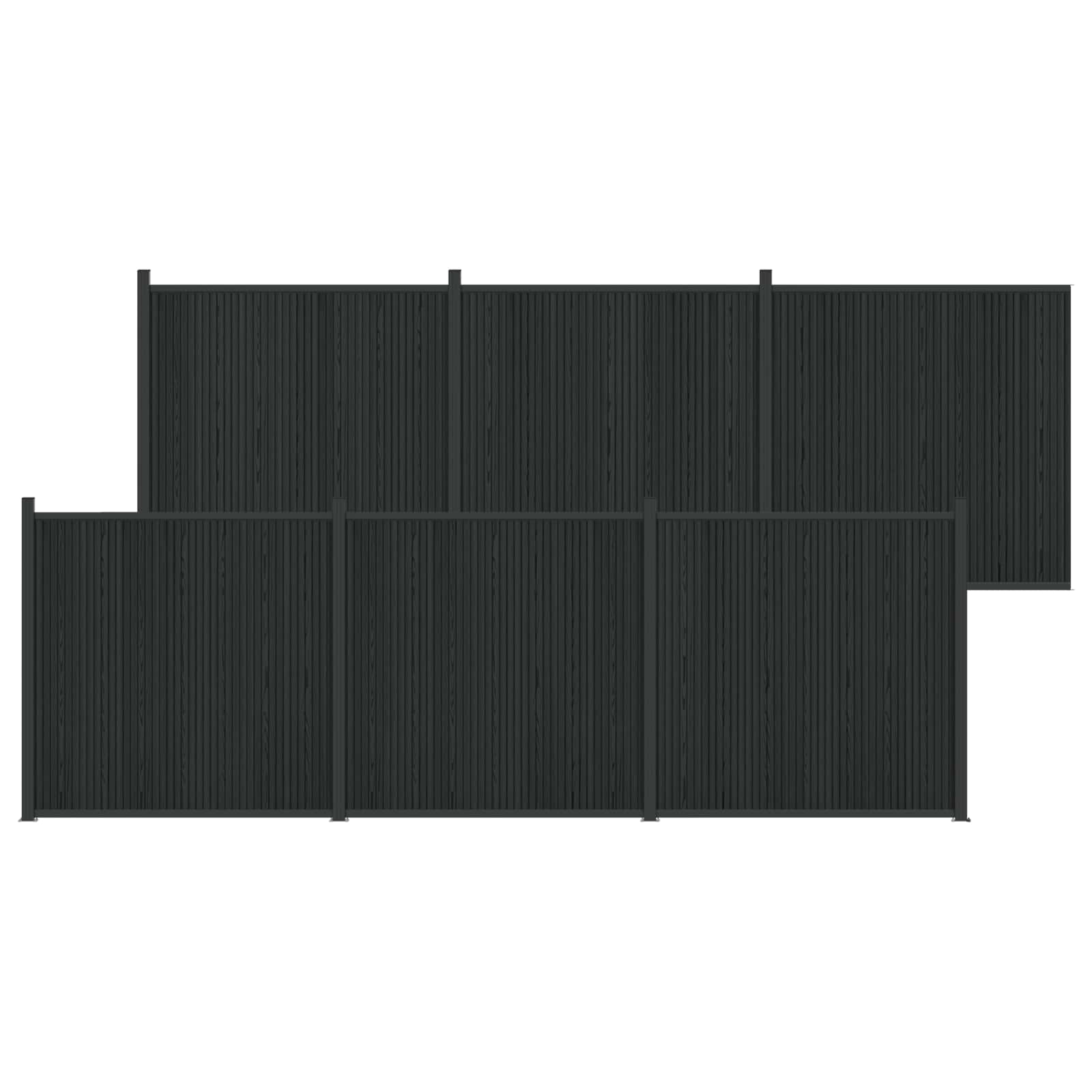 Tvoros plokštė 6 pcs WPC ir aliuminis Juoda