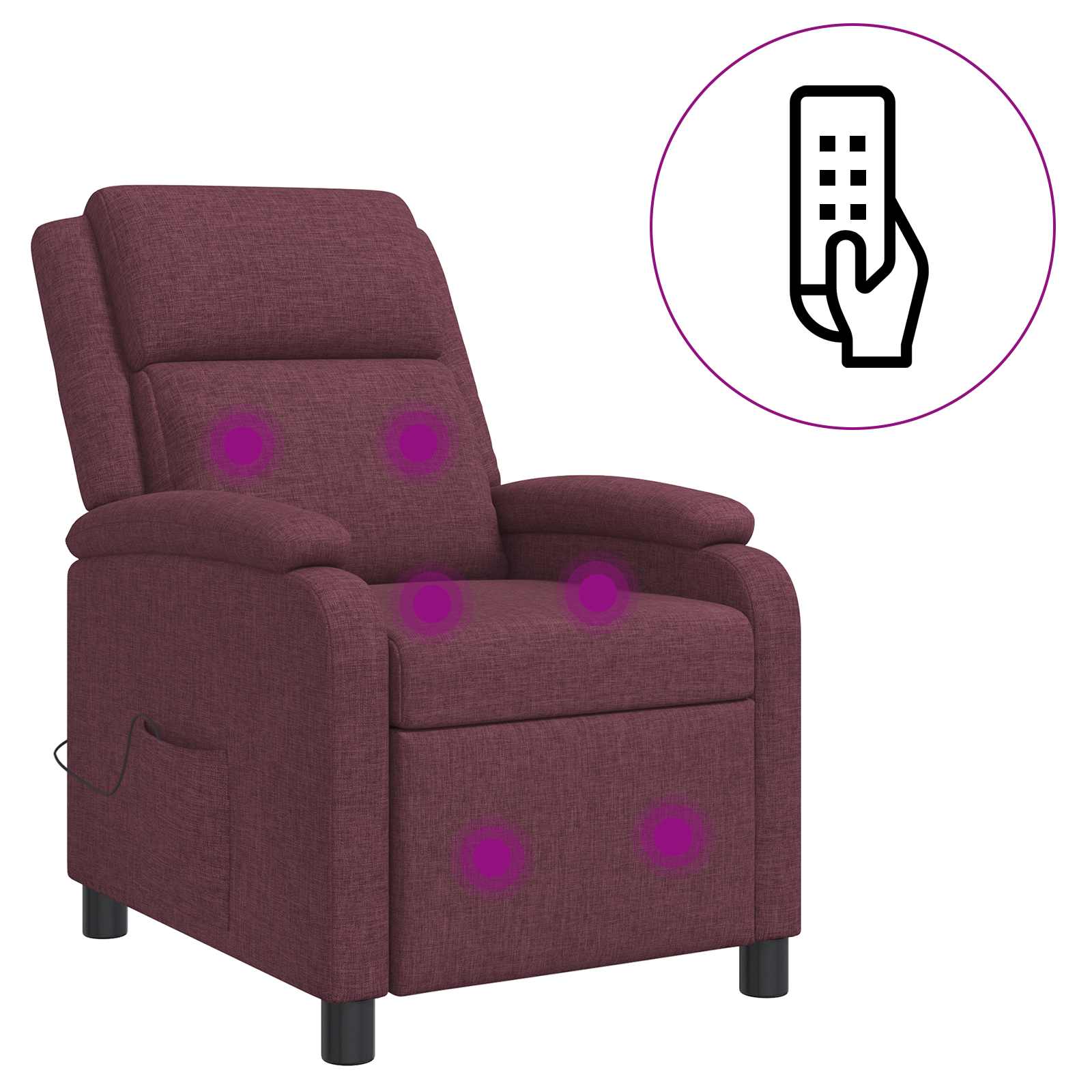 Masažinis atlošiamasis krėslas Violetinė Audinys