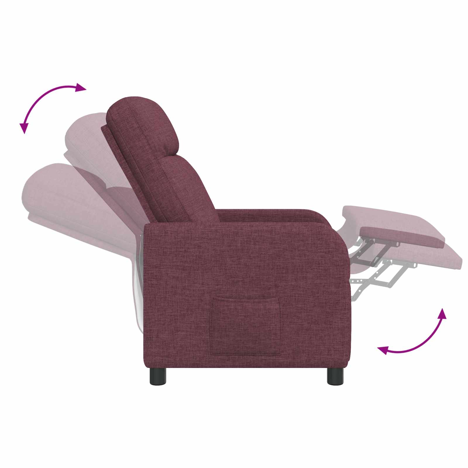 Masažinis atlošiamasis krėslas Violetinė Audinys