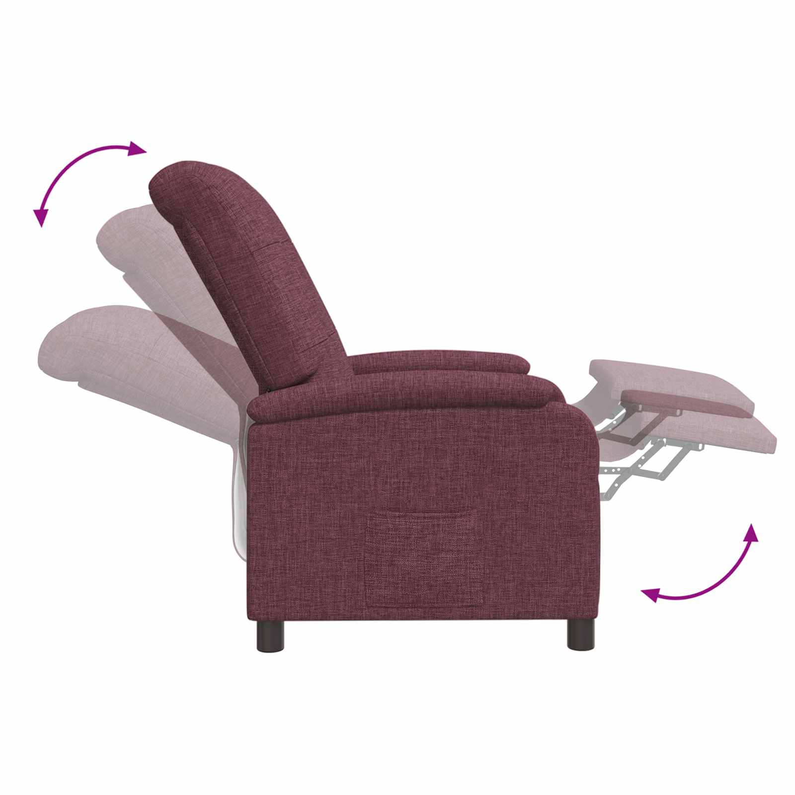 Masažinis atlošiamasis krėslas Violetinė Audinys