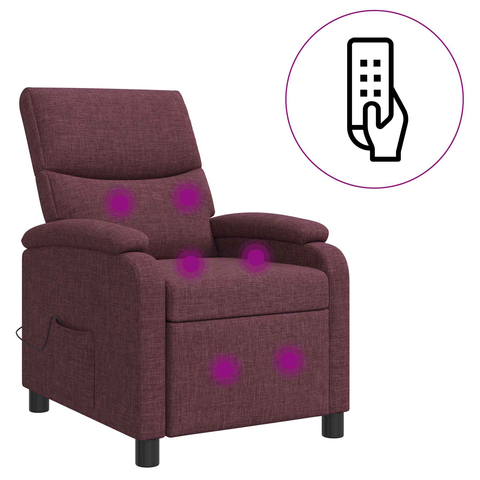 Masažinis atlošiamasis krėslas Violetinė Audinys