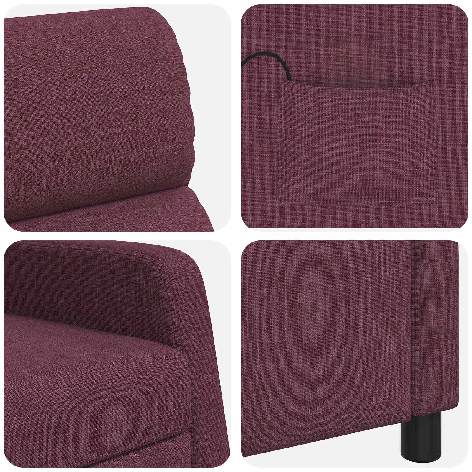 Masažinis atlošiamasis krėslas Violetinė Audinys
