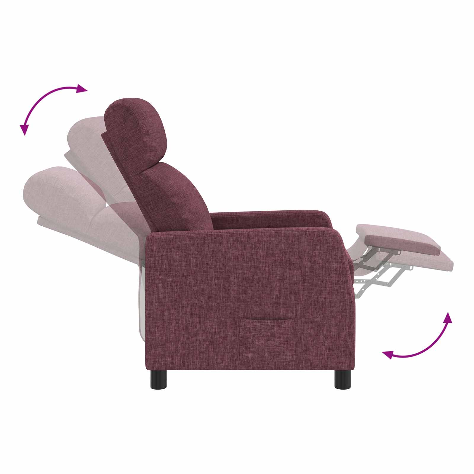 Masažinis atlošiamasis krėslas Violetinė Audinys