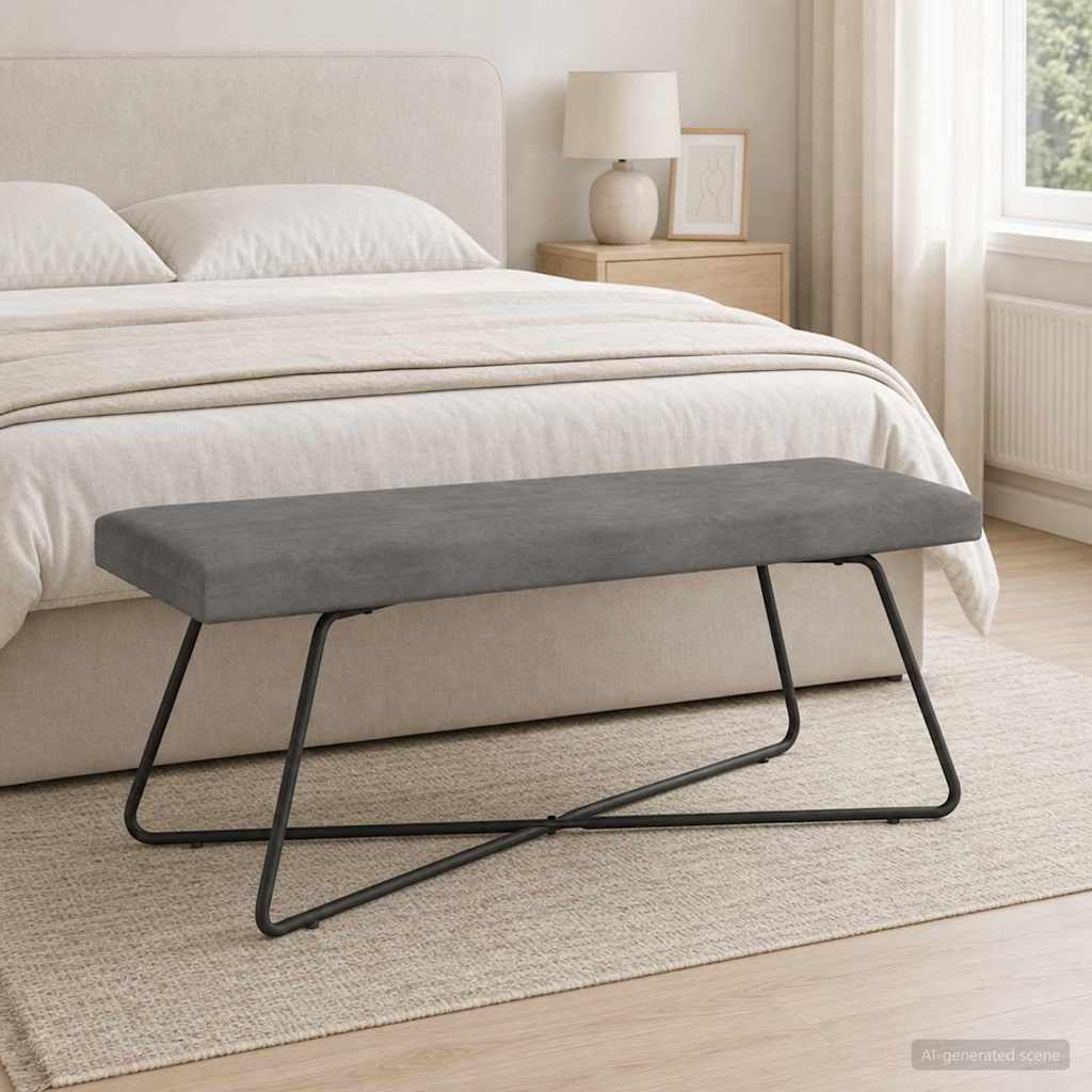 suoliukas Paprastas Tamsiai pilka 110 x 40 x 45 cm Aksomas