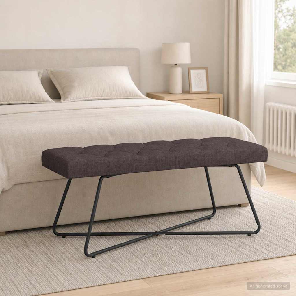 Suoliukas su mygtukų įsiuvais Tamsiai rudas 110 x 40 x 46 cm