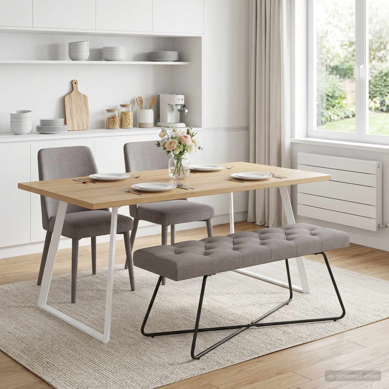 Suoliukas su mygtukų įsiuvais Taupe 110 x 40 x 46 cm Audinys