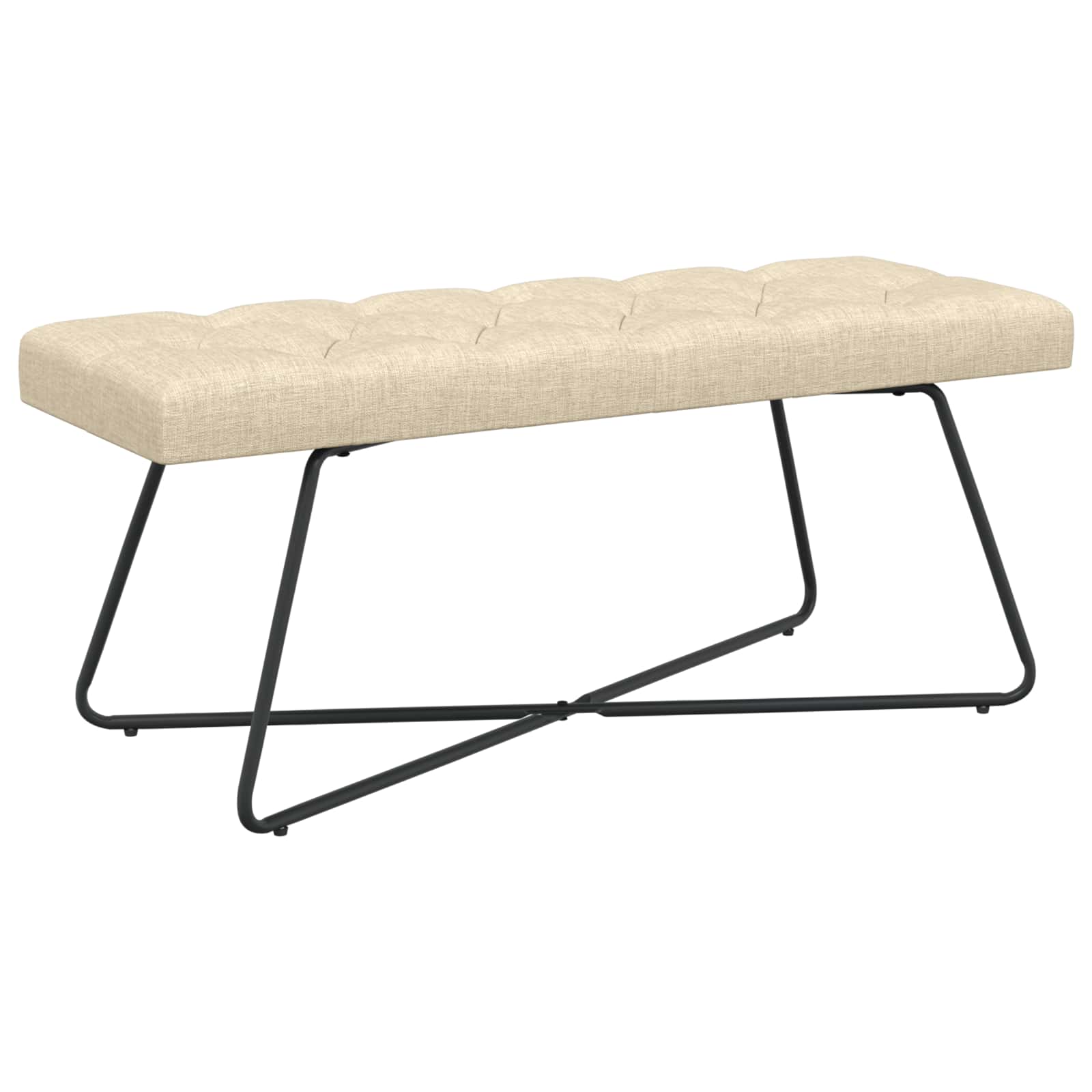 Suoliukas su mygtukų įsiuvais Kreminė 110 x 40 x 46 cm Audinys