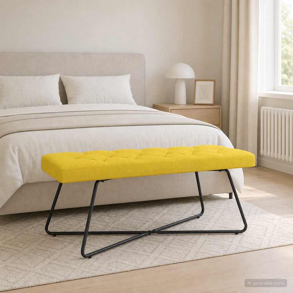 Suoliukas su mygtukų įsiuvais Šviesi geltona 110 x 40 x 46 cm
