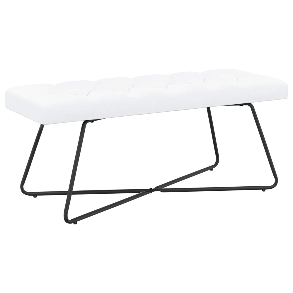 Suoliukas su mygtukų įsiuvais Balta 110 x 40 x 46 cm Audinys