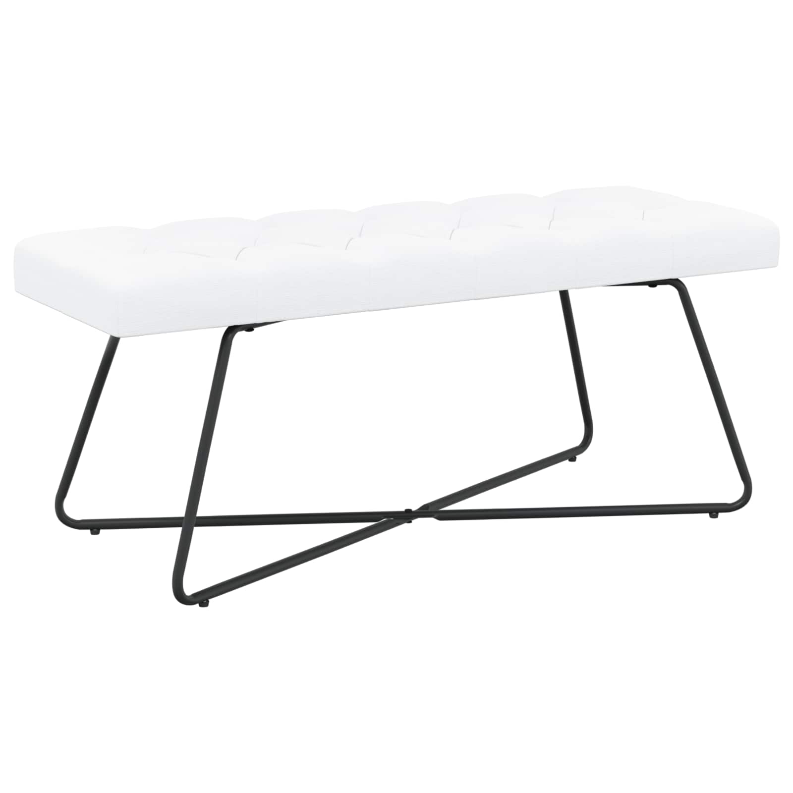 Suoliukas su mygtukų įsiuvais Balta 110 x 40 x 46 cm Audinys
