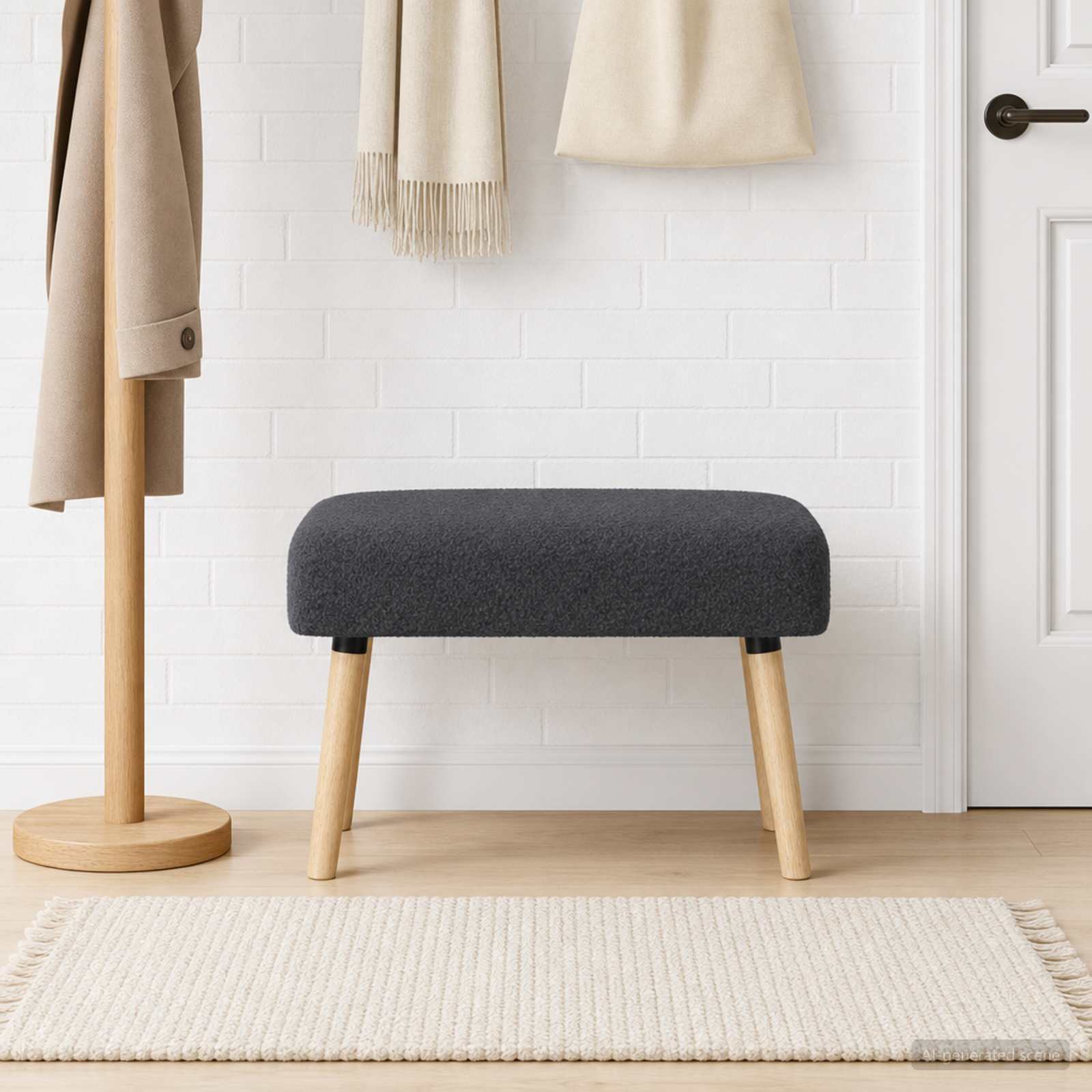 suoliukas Paprastas Tamsiai pilka 60 x 40 x 45 cm Bouclé