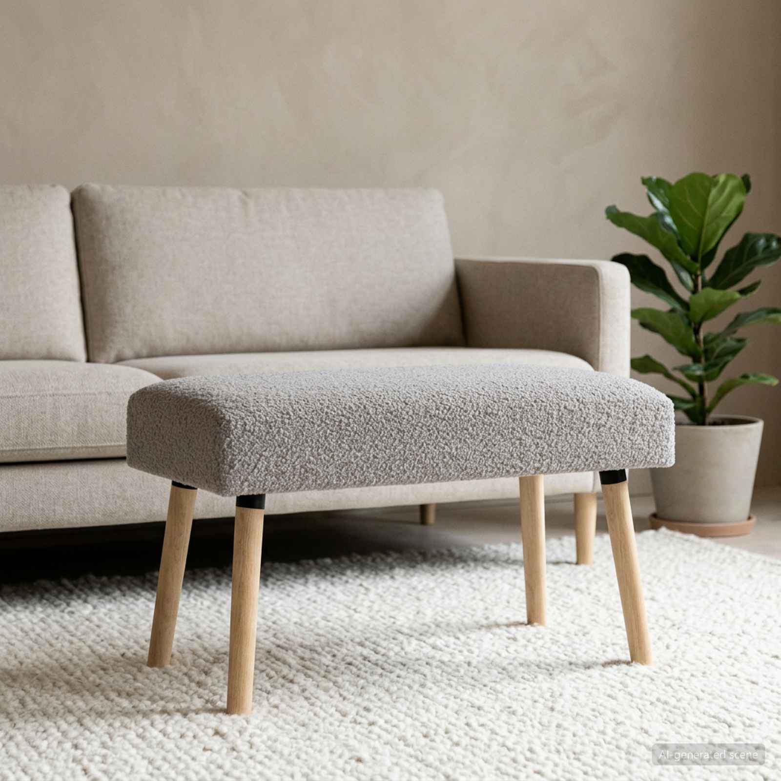 suoliukas Paprastas Šviesiai pilka 80 x 40 x 46 cm Bouclé