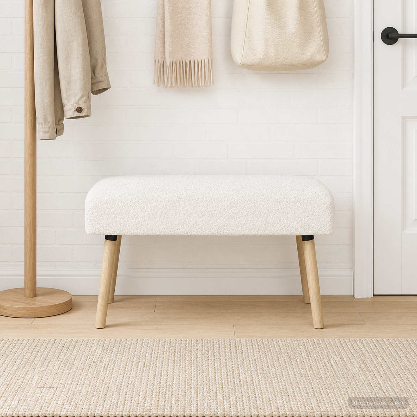 suoliukas Paprastas Kreminė 80 x 40 x 46 cm Bouclé