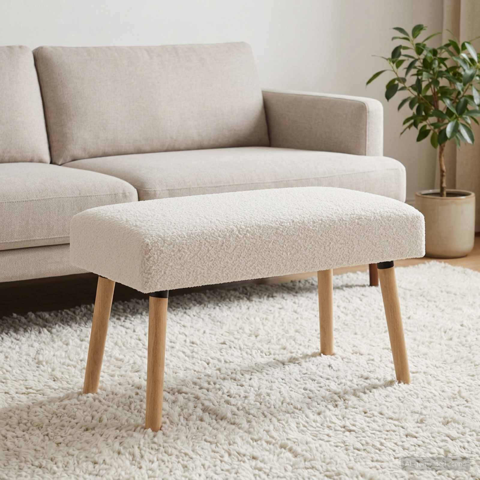 suoliukas Paprastas Kreminė 80 x 40 x 46 cm Bouclé