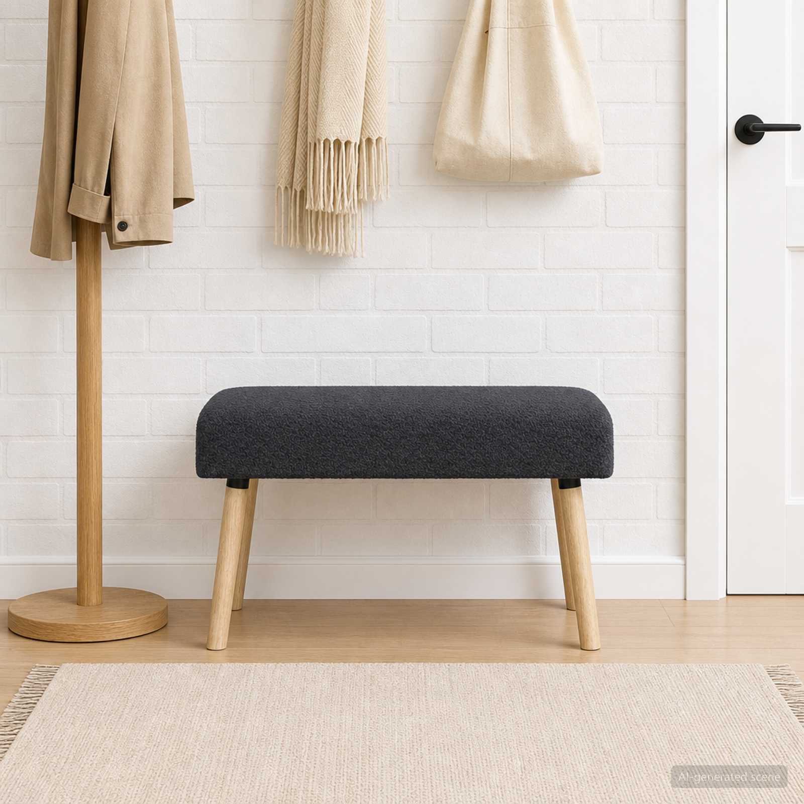 suoliukas Paprastas Tamsiai pilka 80 x 40 x 46 cm Bouclé